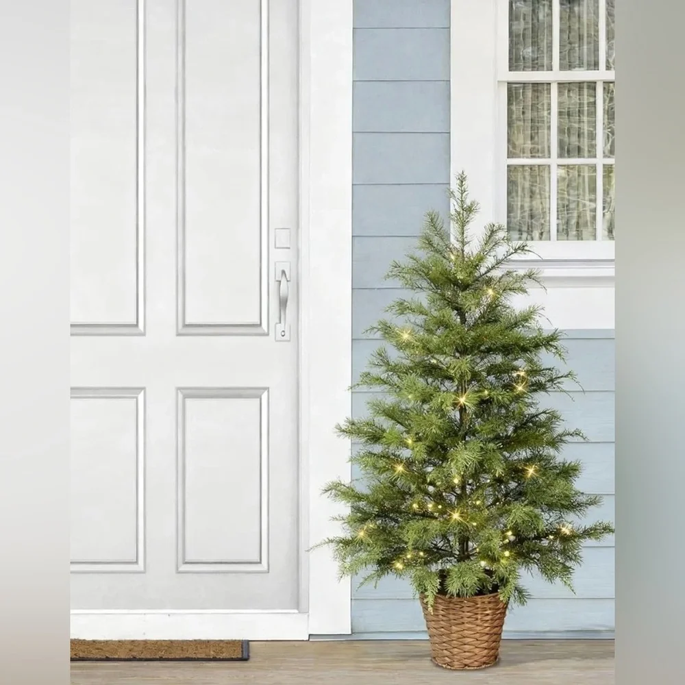 My Texas House Pre-Lit VIRAL Christmas Potted Cypress Tree 4’ w/Twinkling Lights